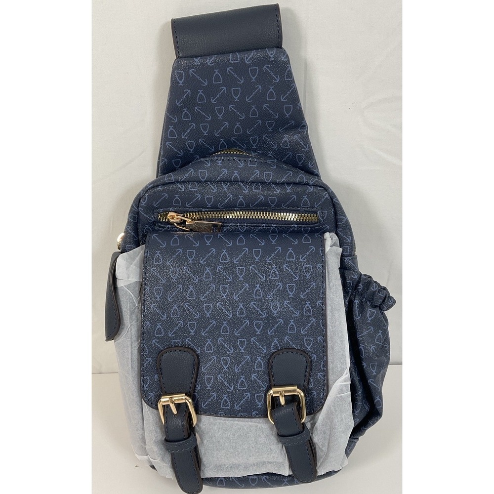 NWT AR New York Vegan Leather Sling‎ Bag Purse Cross Body 7820 Navy Blue